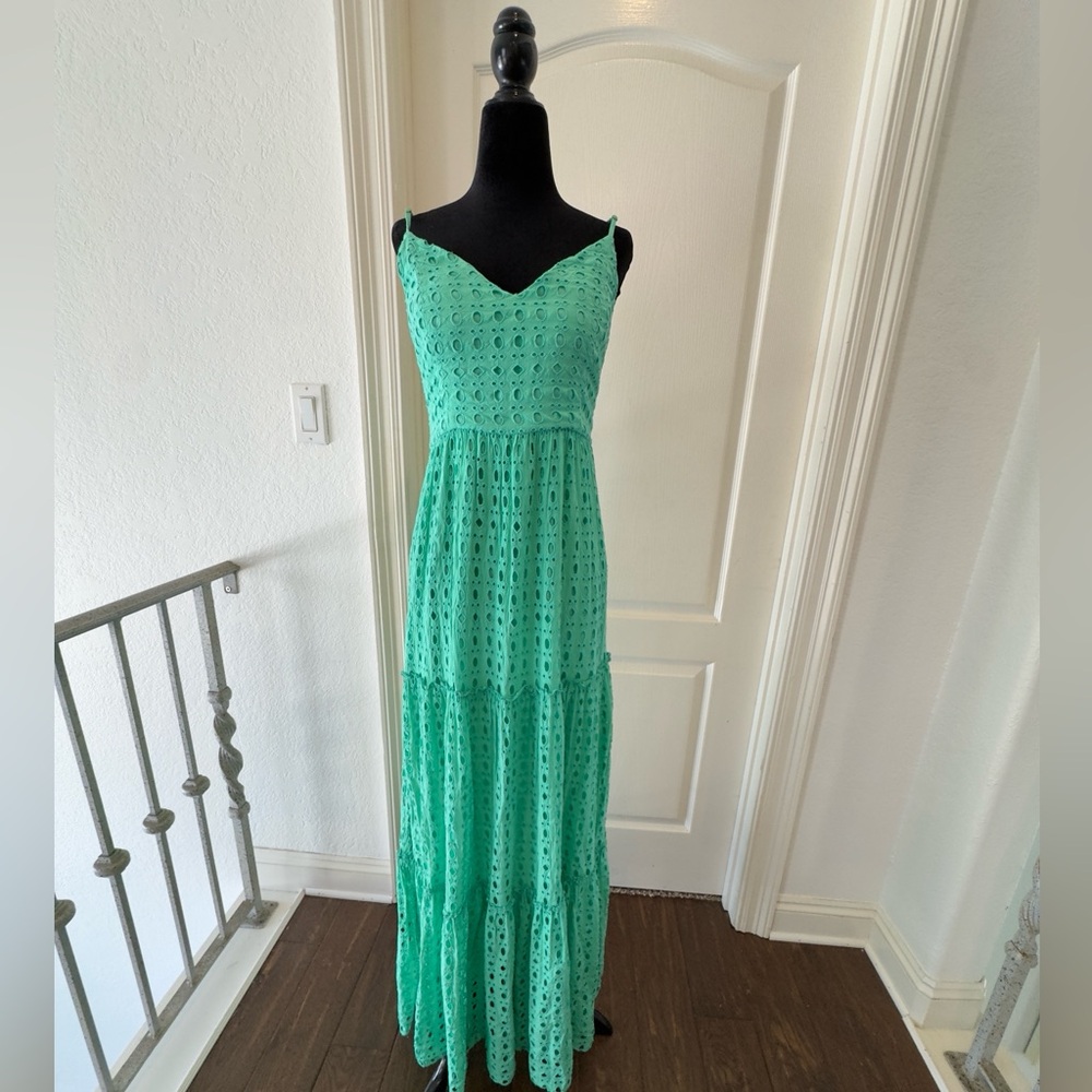 🦄 Lilly Pulitzer Size 6 Melody Maxi Dress Gustavia Green Eyelet - Picture 2 of 5